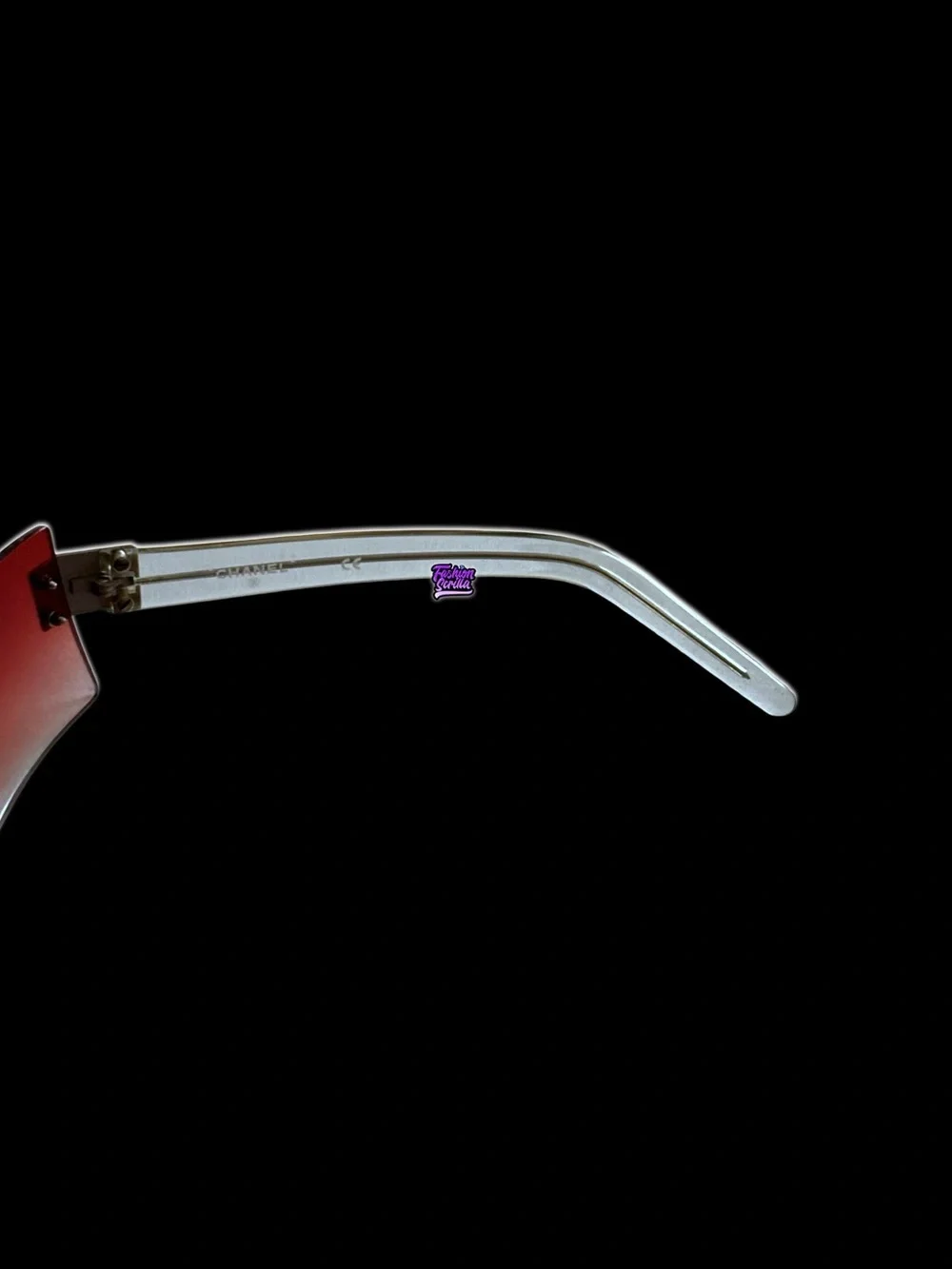 Vintage Chanel 2000s Rimless Wrap Around Y2K Neon Shield Translucent Sunglasses